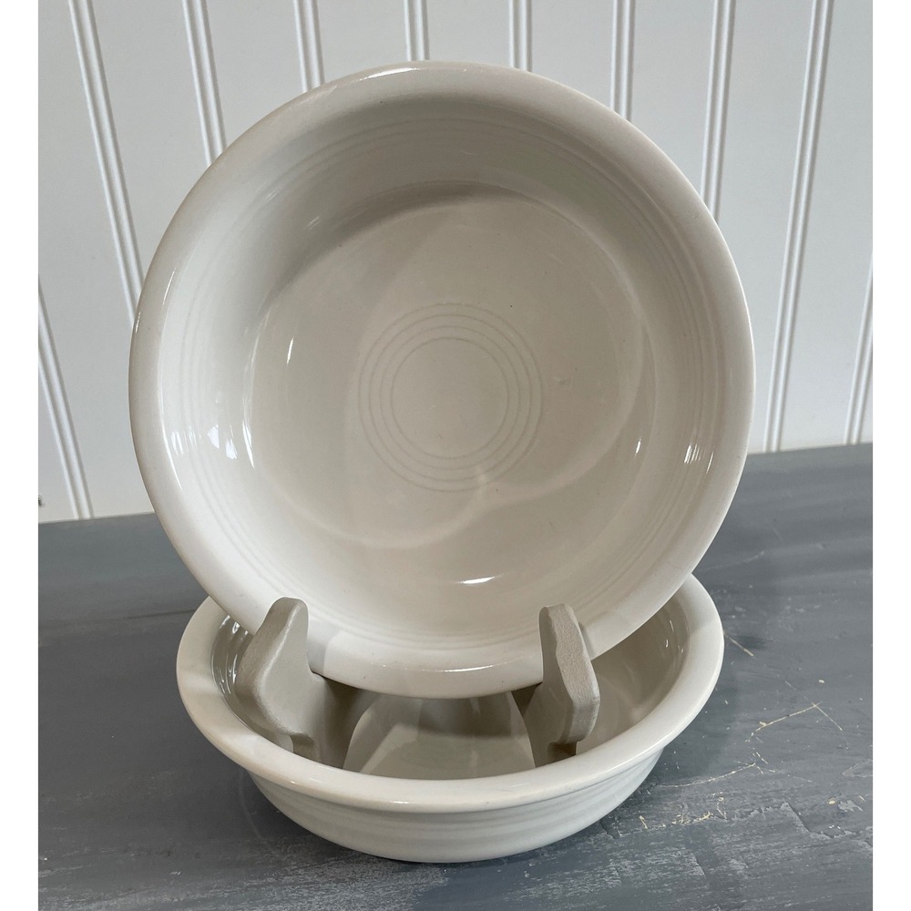 (2) Vtg Fiesta White Cereal Soup Bowls Homer Laughlin China Co 7" Made in USA